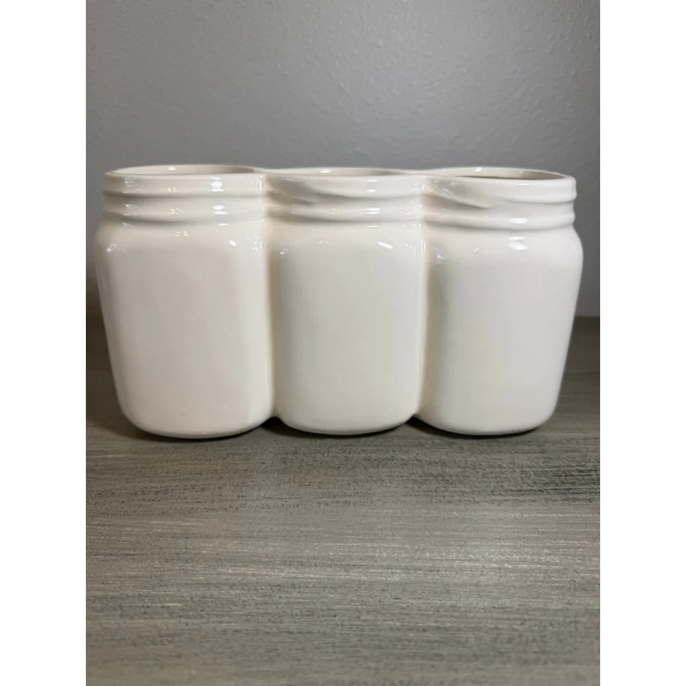 3 Mason Jar style Utensil holder Farmhouse Rustic Kitchen